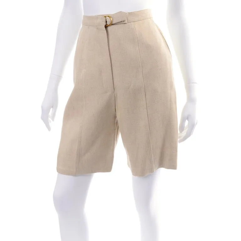 1950s Bill Atkinson Tan Linen Jacket & High Rise Shorts Suit