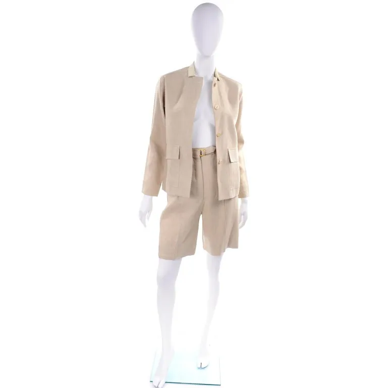 1950s Bill Atkinson Tan Linen Jacket & High Rise Shorts Suit