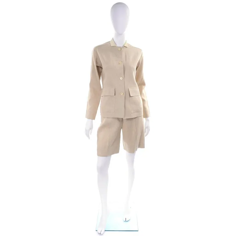 1950s Bill Atkinson Tan Linen Jacket & High Rise Shorts Suit