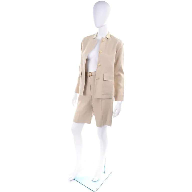 1950s Bill Atkinson Tan Linen Jacket & High Rise Shorts Suit