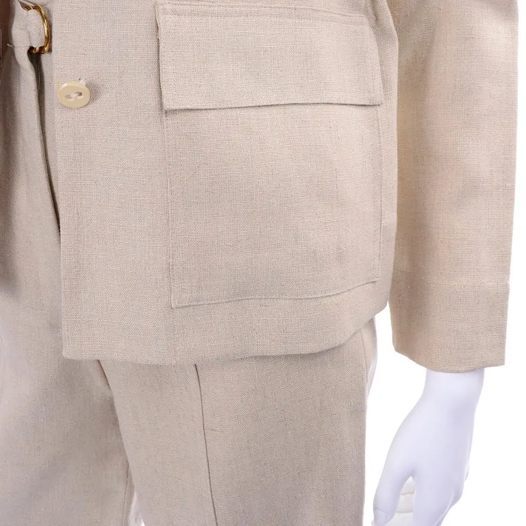 1950s Bill Atkinson Tan Linen Jacket & High Rise Shorts Suit