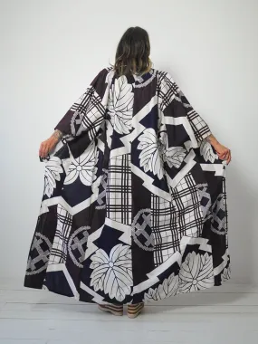 1950's Plaid   Floral Kimono Robe