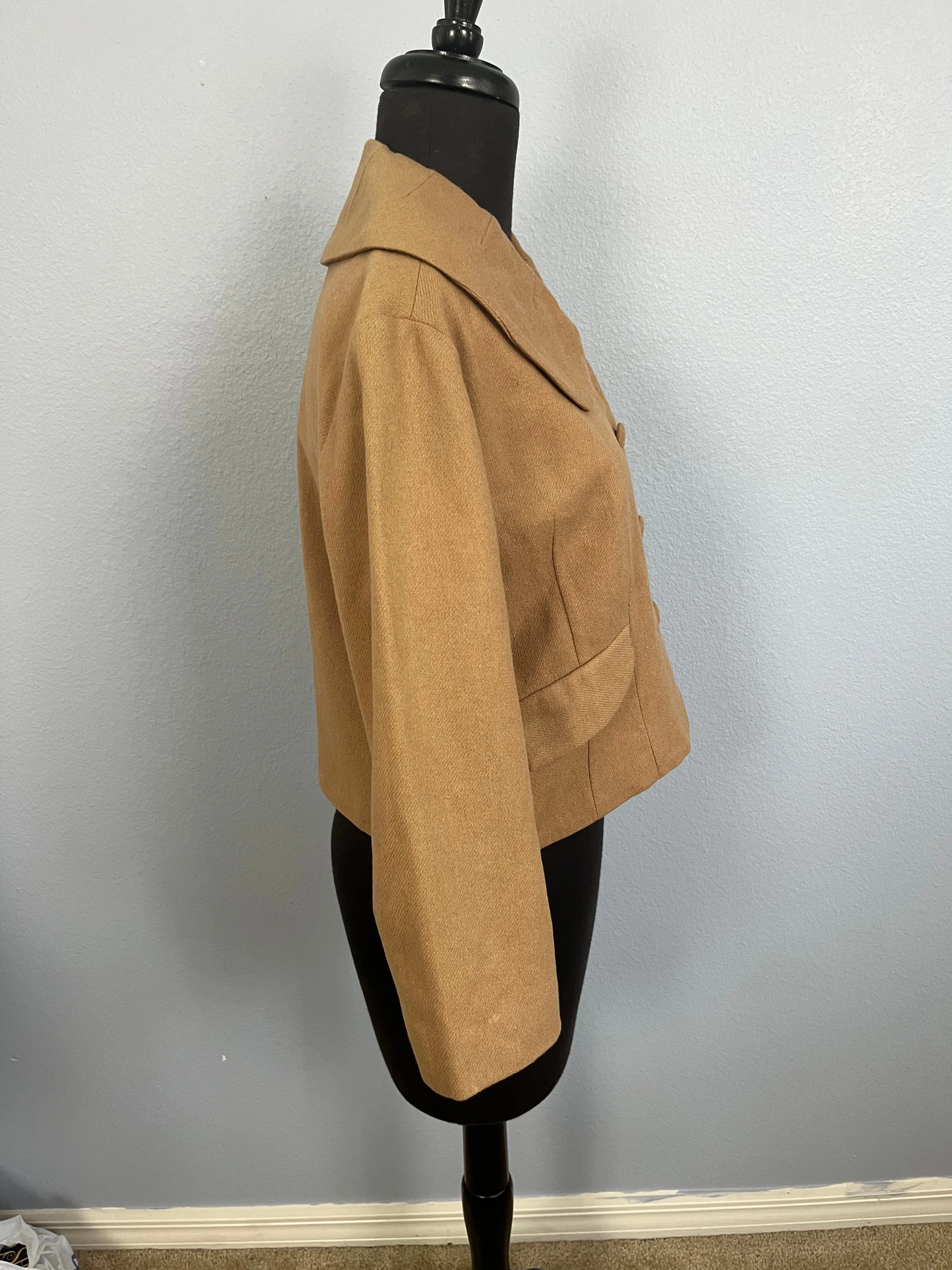 1960’s Tan Wool Cropped Bolero Jacket with 4 buttons - M/L