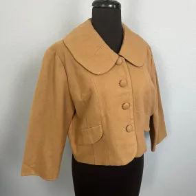 1960’s Tan Wool Cropped Bolero Jacket with 4 buttons - M/L