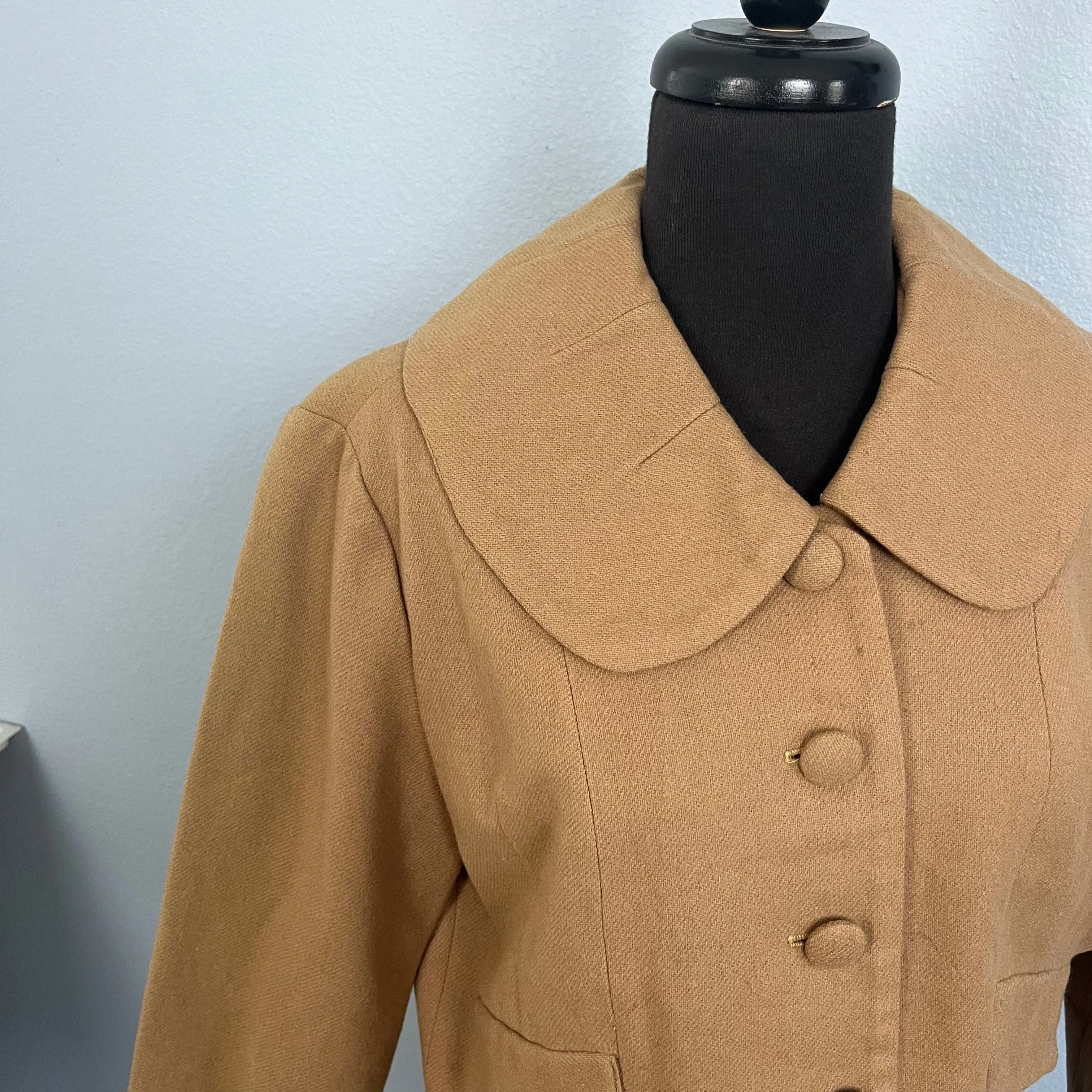 1960’s Tan Wool Cropped Bolero Jacket with 4 buttons - M/L