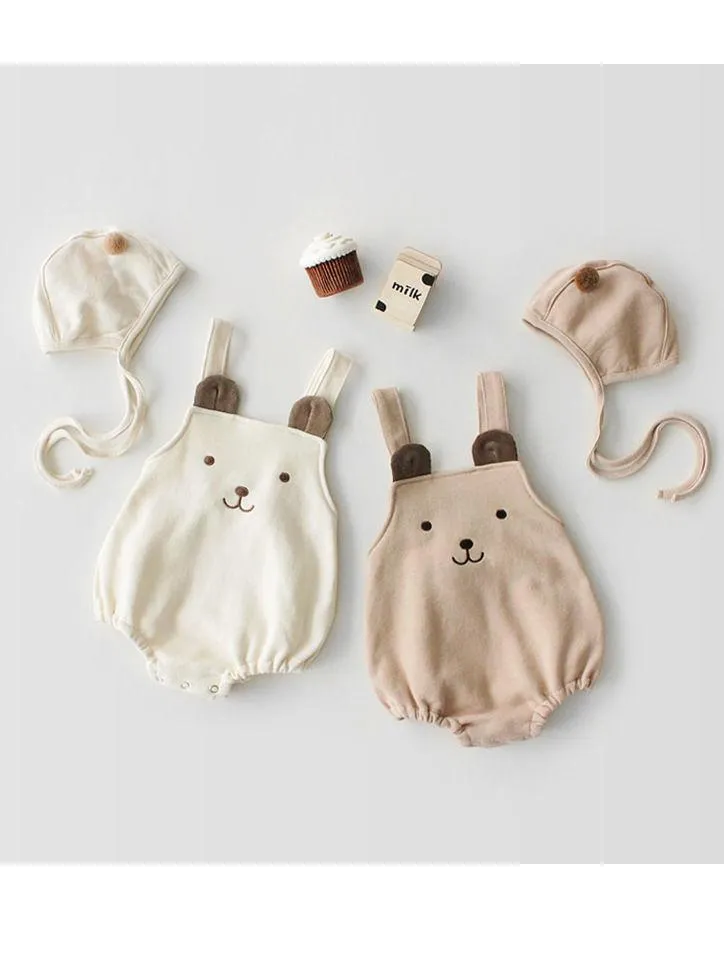 2-Piece Set Cartoon Bear Baby Romper and Pom Hat