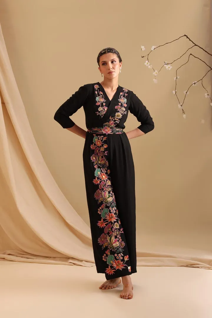 Aarani Applique Overlap Jumpsuit With Belt