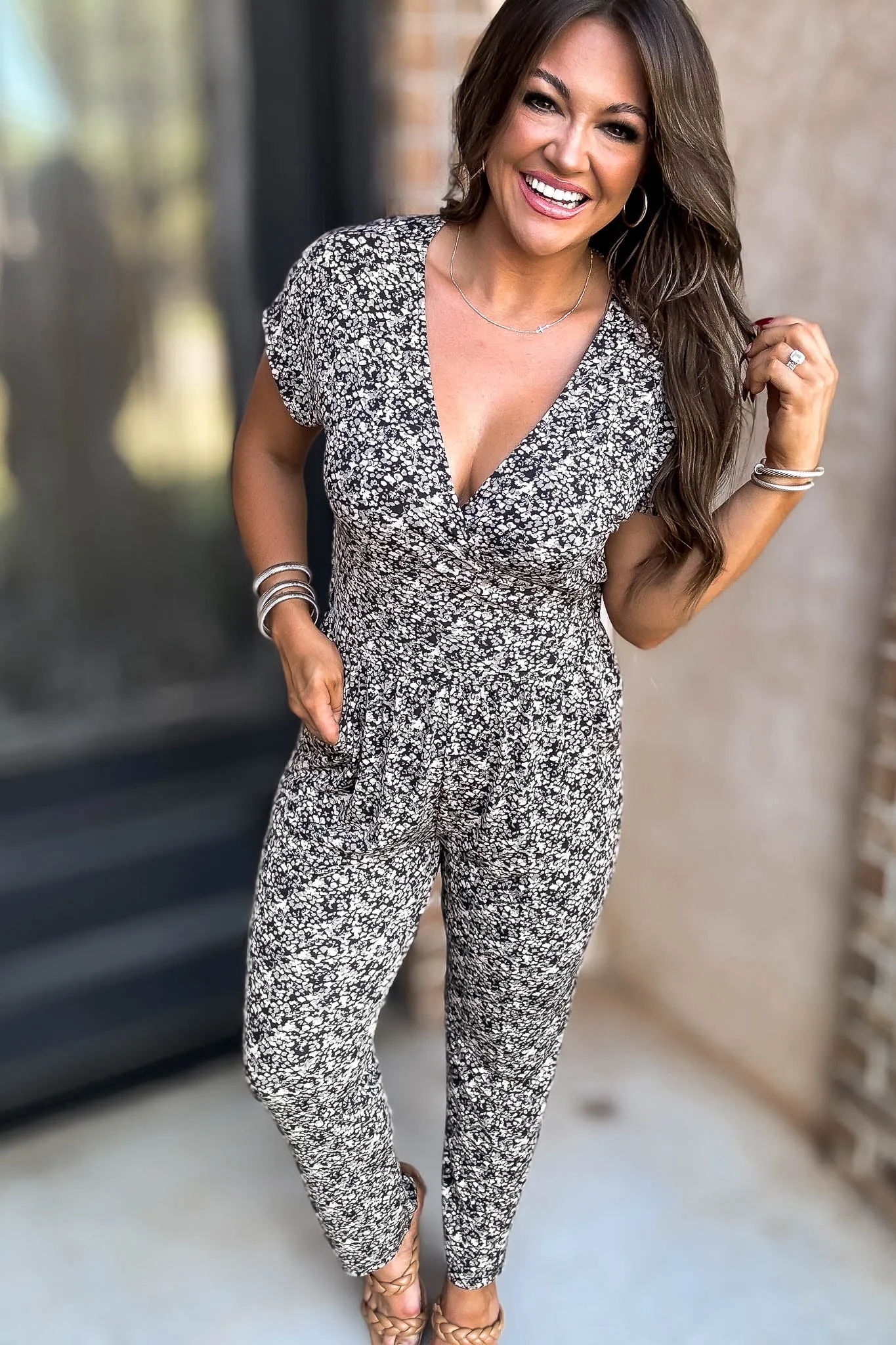 Abstract Olive And Ivory Jumpsuit