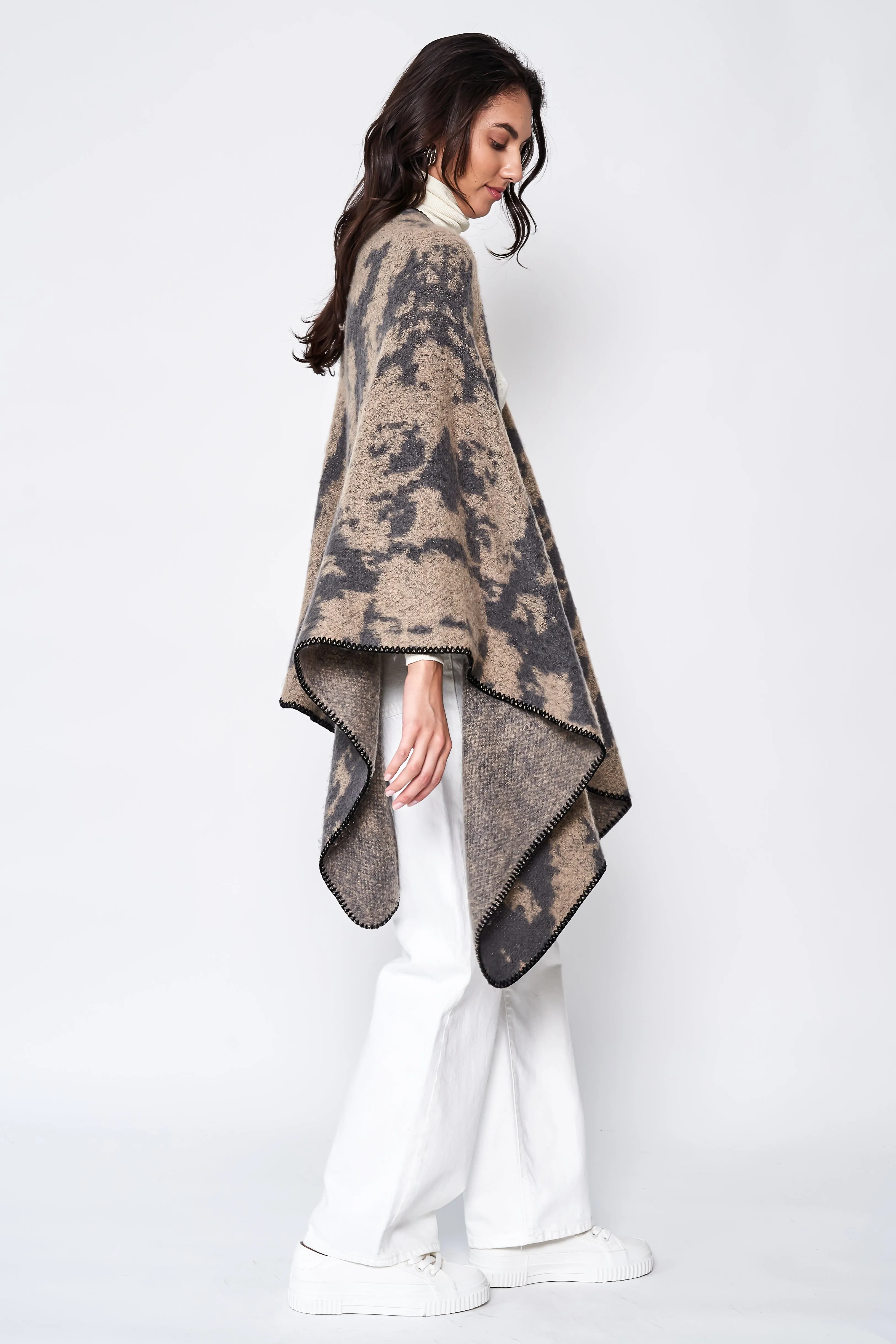 Abstract Open Front Knit Kimono