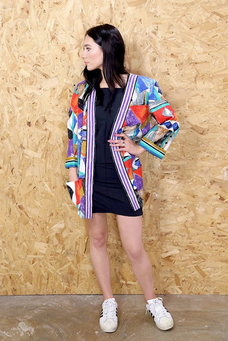 Abstract Print Blazer Jacket