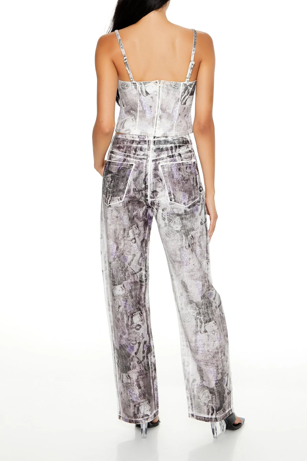 Abstract Print Straight Leg Jean