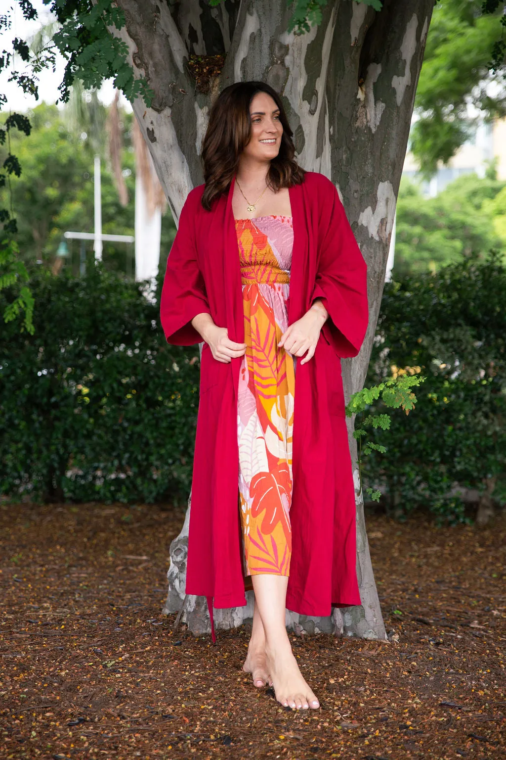 Adele Magenta Cotton Robe