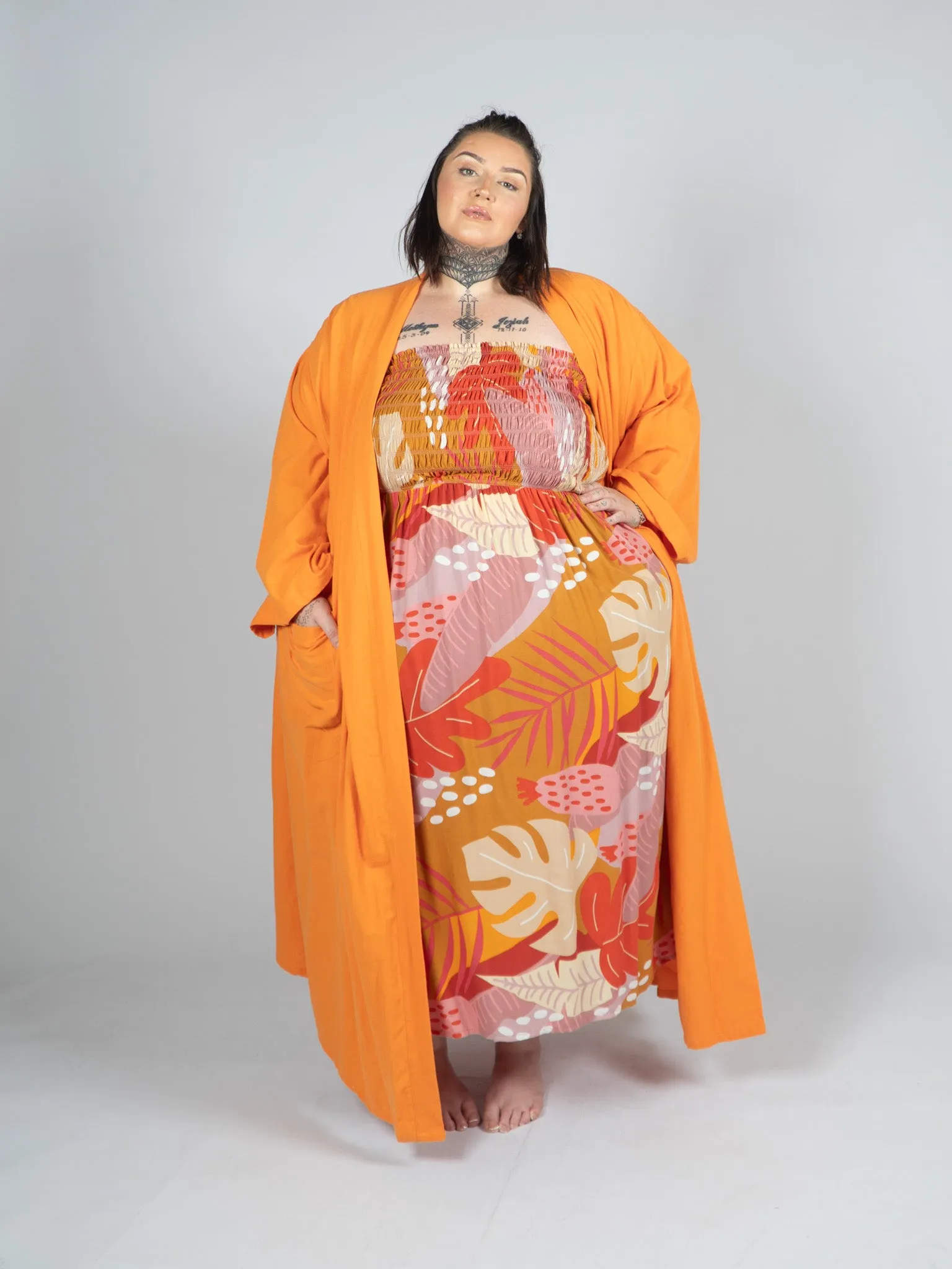 Adele Orange Cotton Robe