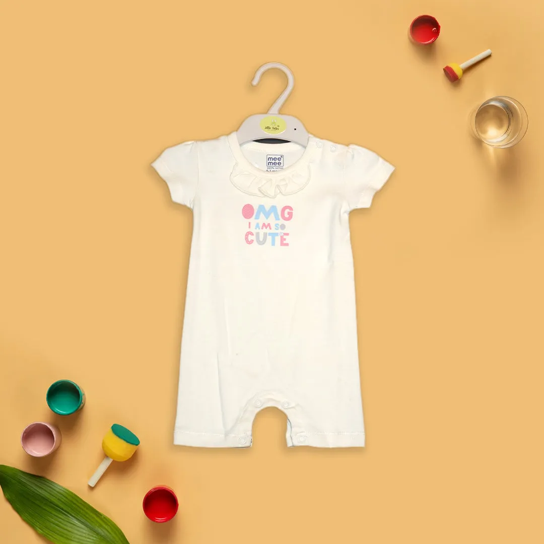 Adorable Off-White Printed Romper for Baby Girl