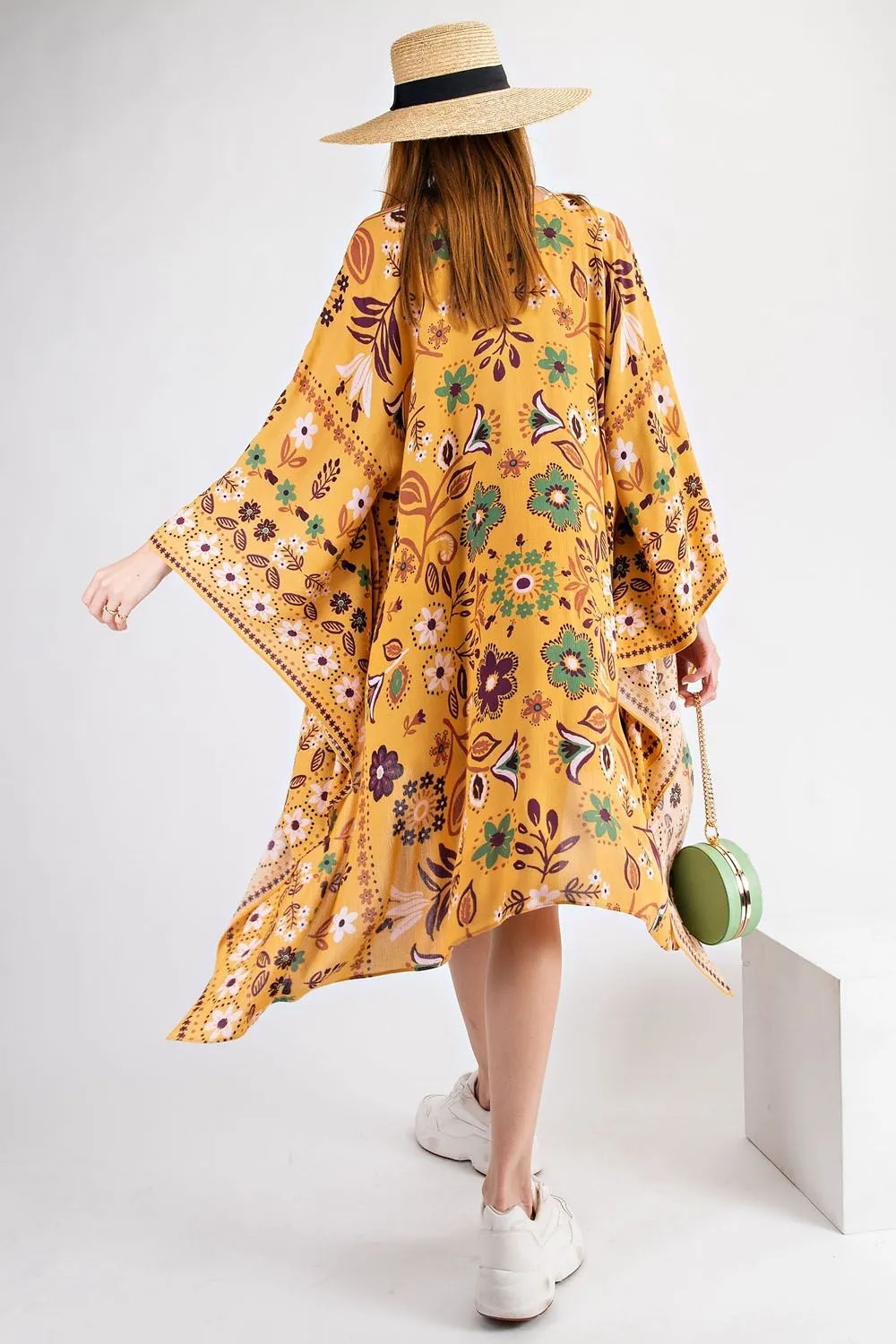 All I Need Flowy Kimono - Scarf Printed Rayon Crepon Kimono