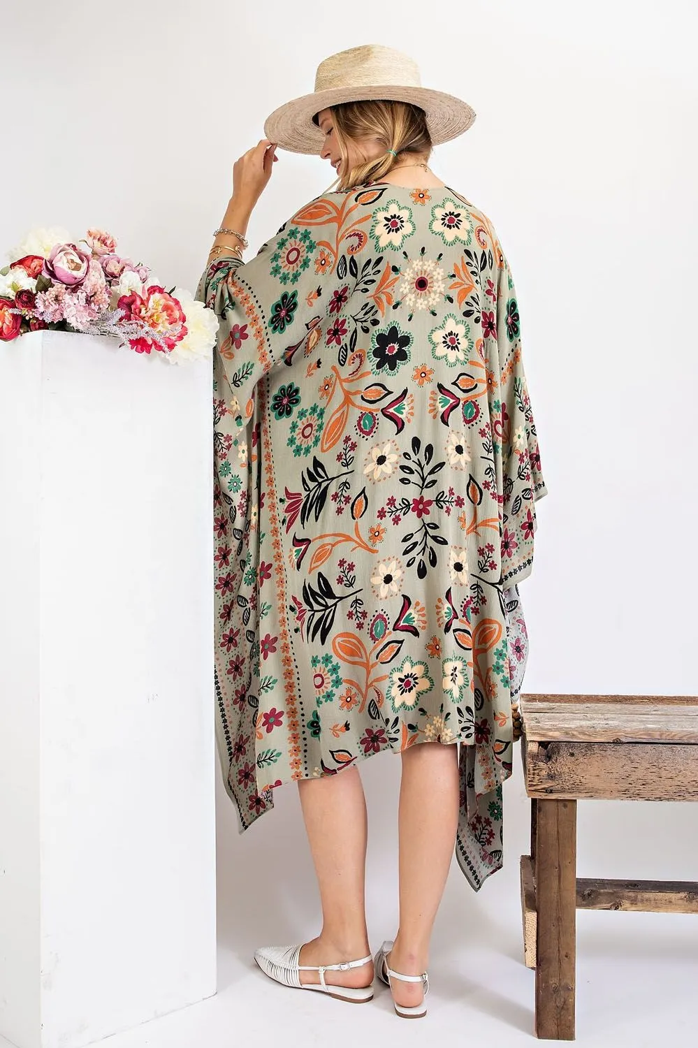 All I Need Flowy Kimono - Scarf Printed Rayon Crepon Kimono