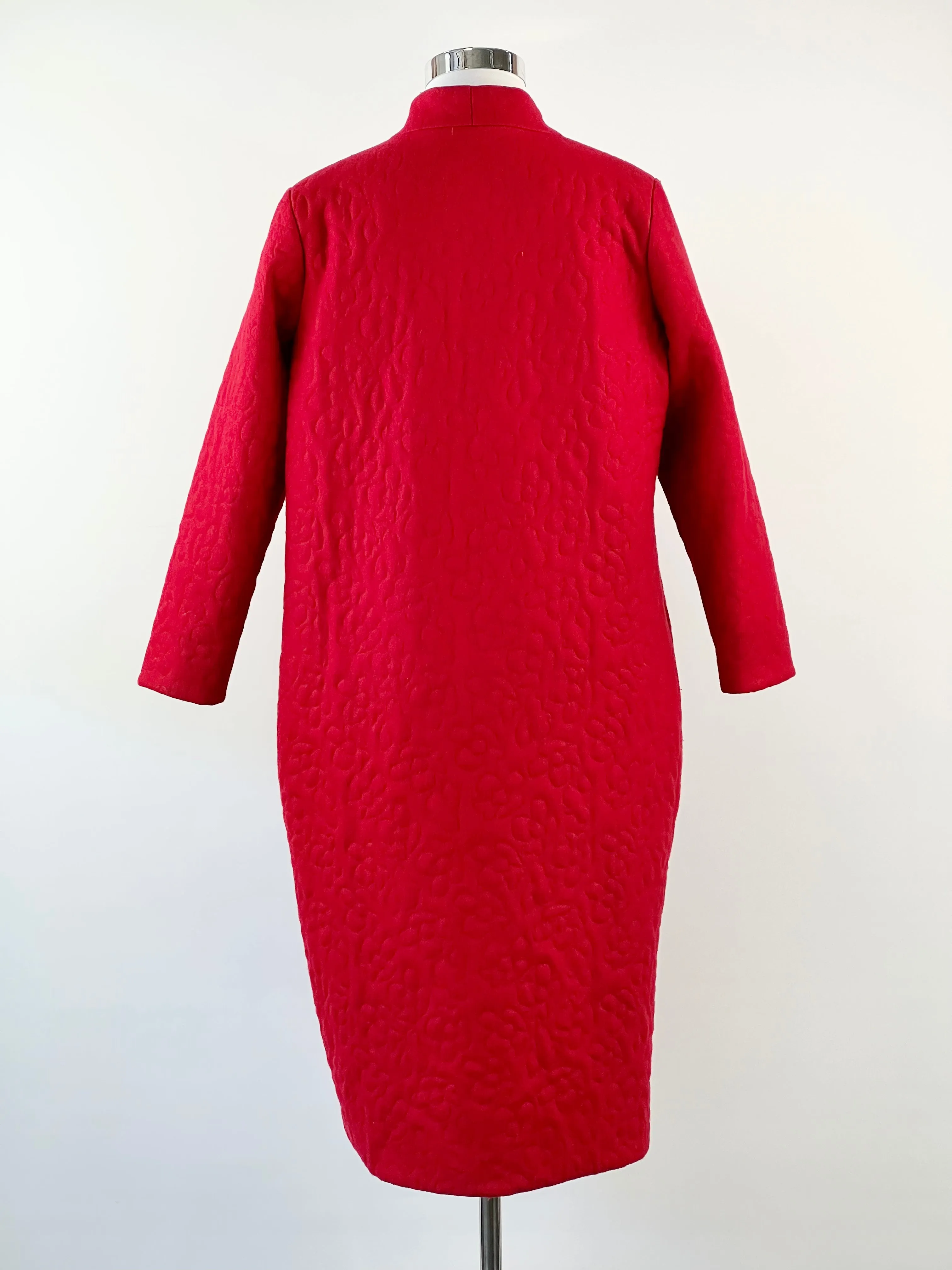 Alpha60 Red Wool Embroidered Cocoon Coat - AU12-16