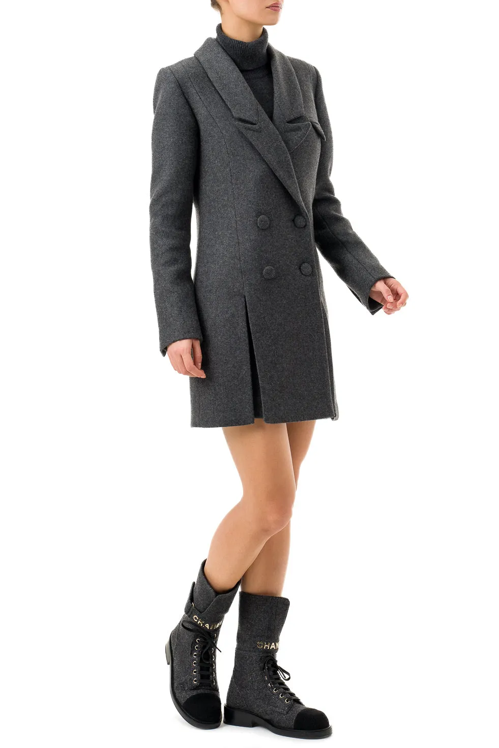 'Amelia' Double-Breasted Grey Coat