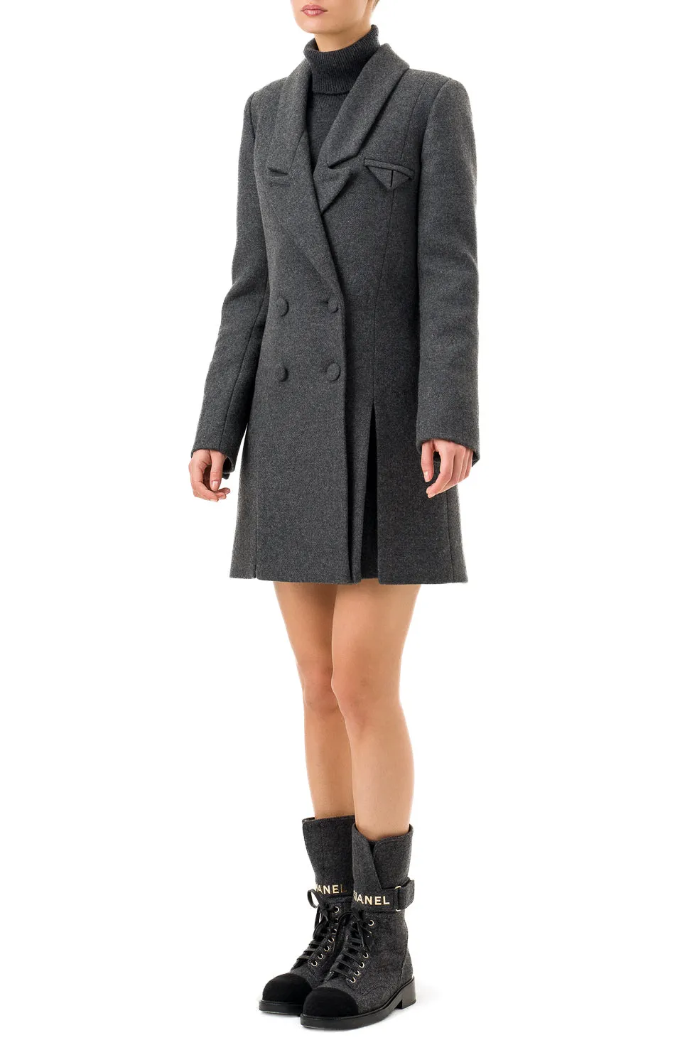 'Amelia' Double-Breasted Grey Coat