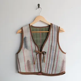 Amelia Vest Neutral Vertical Strips with Ikat S067