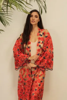 APHRODITE FLOWER CHIFFON SILK KIMONO