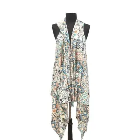 Aztec Print Kimono/Vest - Turquoise