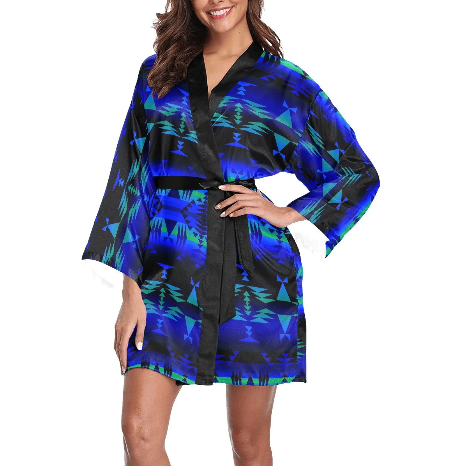 Between the Blue Ridge Mountains Long Sleeve Satin Robe