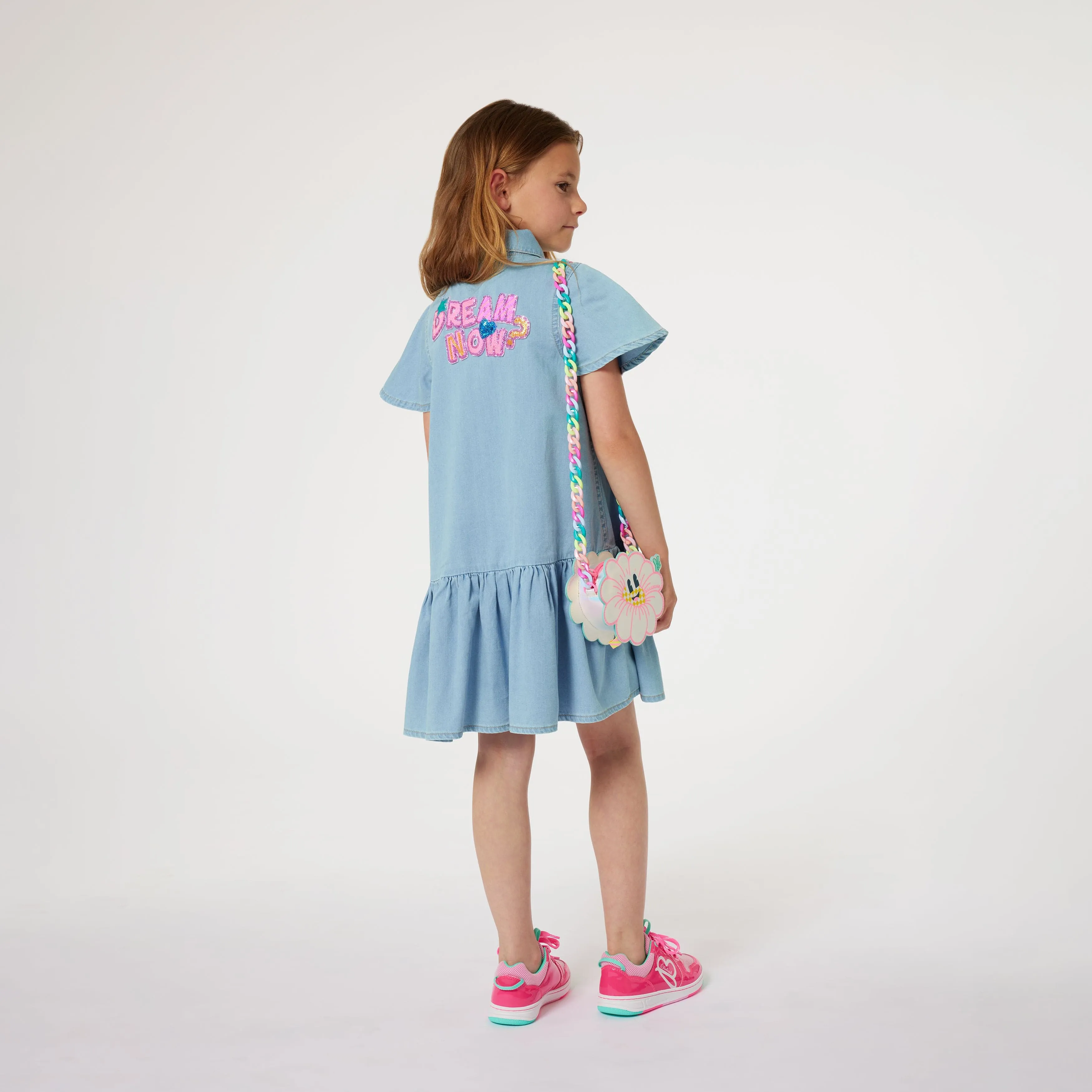 Billieblush Girls Light Denim Shirt Dress in Blue