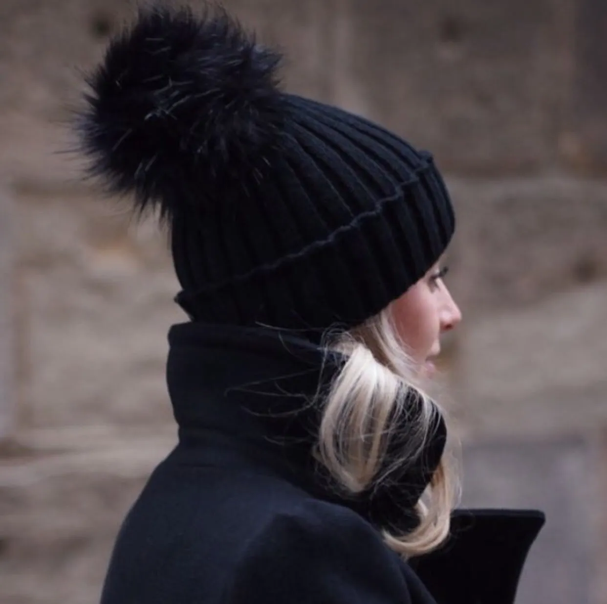 Black Fur Pomkin Hat