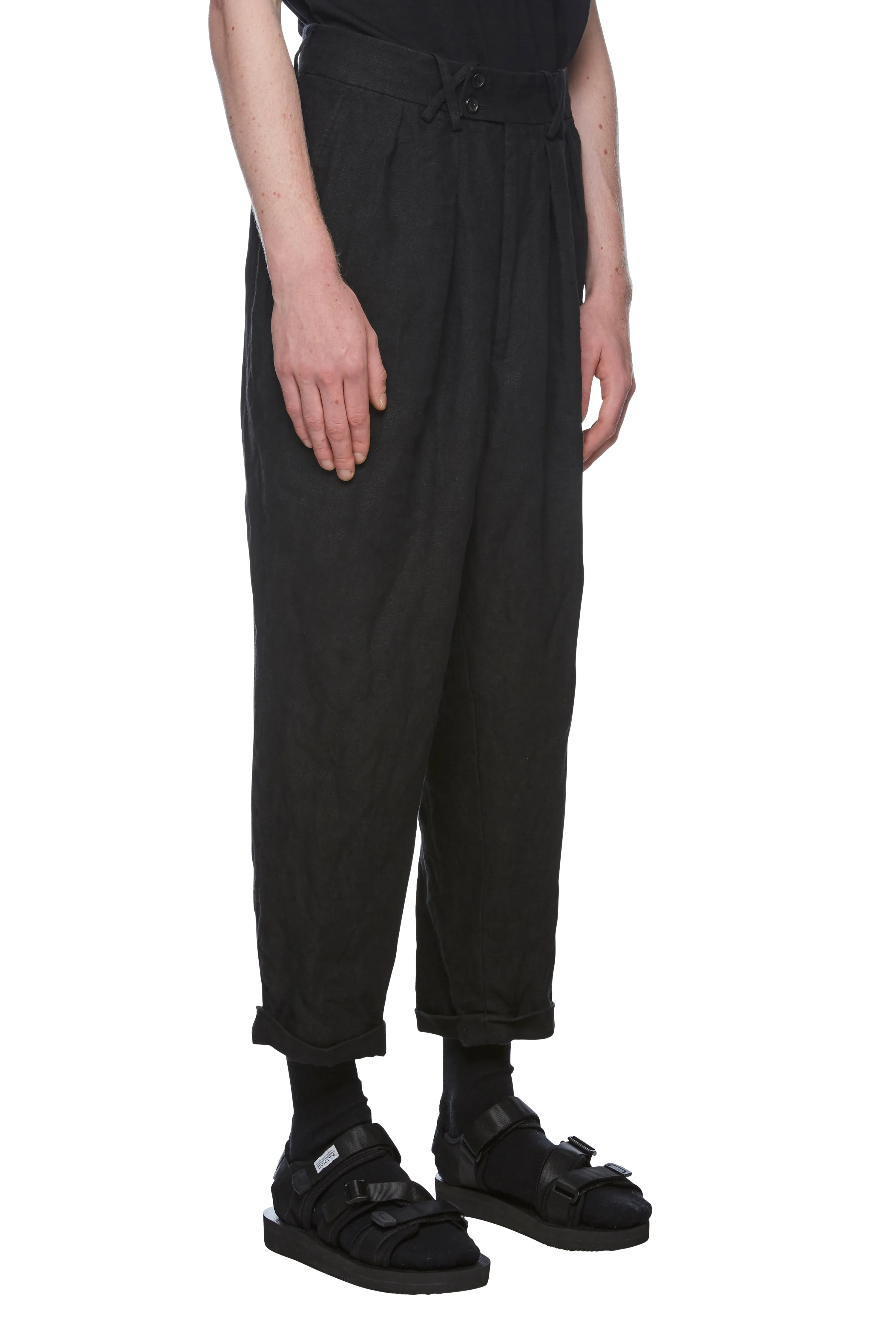 Black Linen Drop Crotch Pant