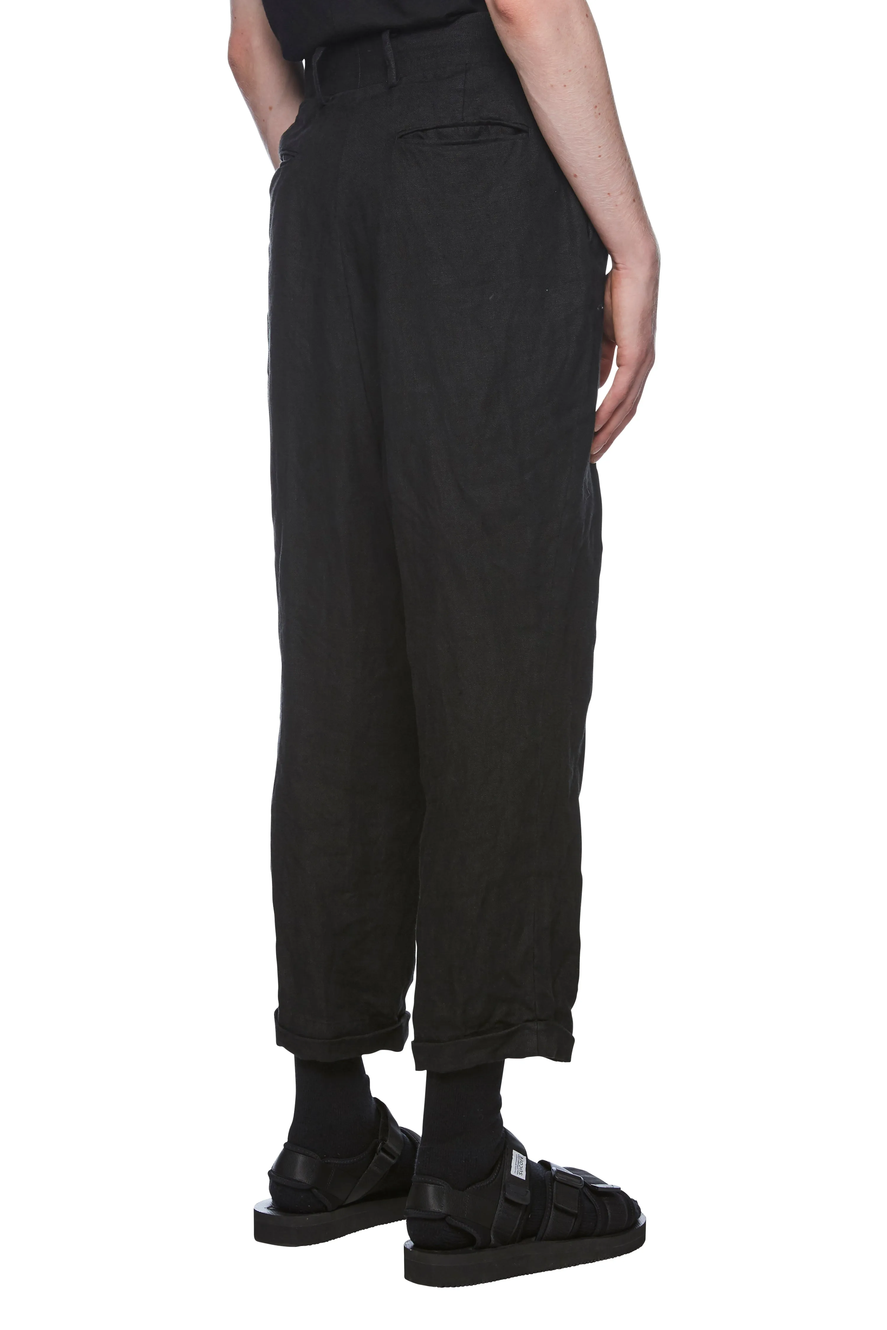 Black Linen Drop Crotch Pant