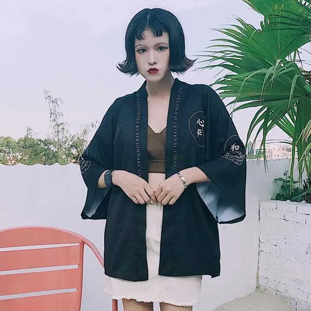 Black Short Kimono