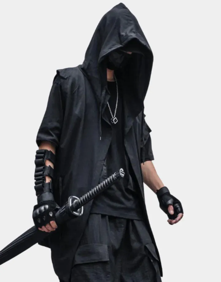 Black sleeveless jacket