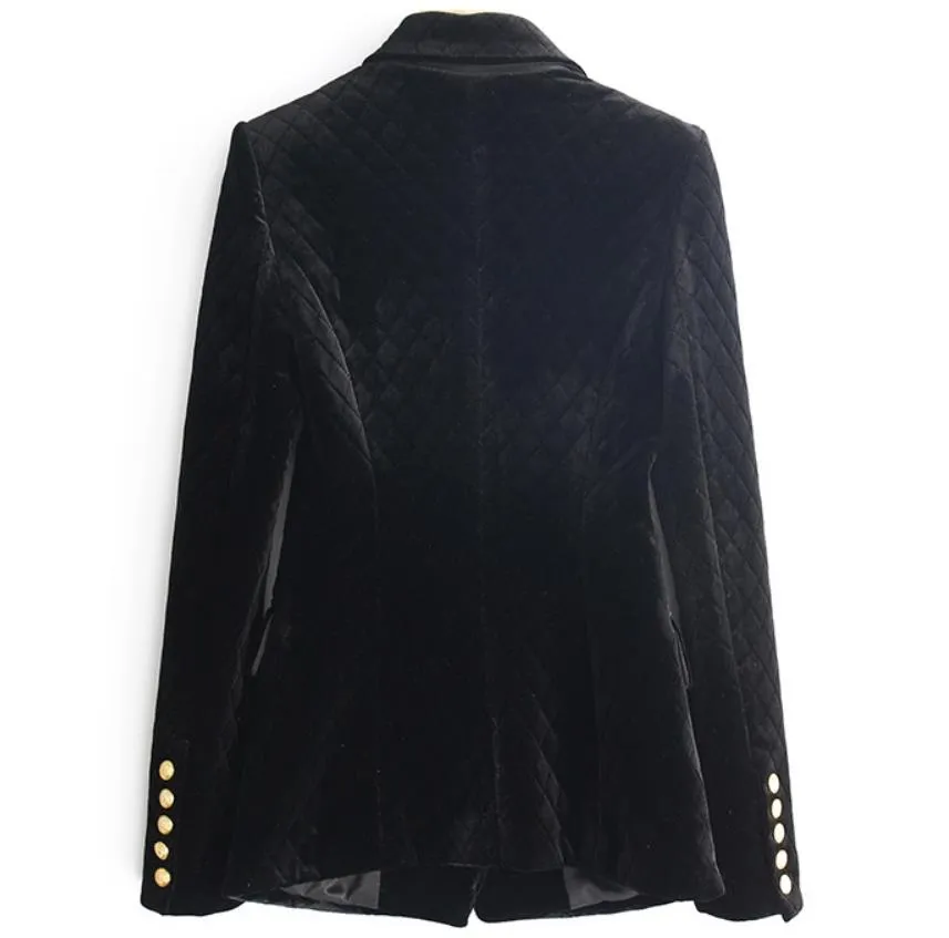 Black Velvet Button Blazer