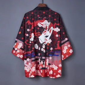 Blossom Sakura Fox Mask Wind Kimono Outerwear