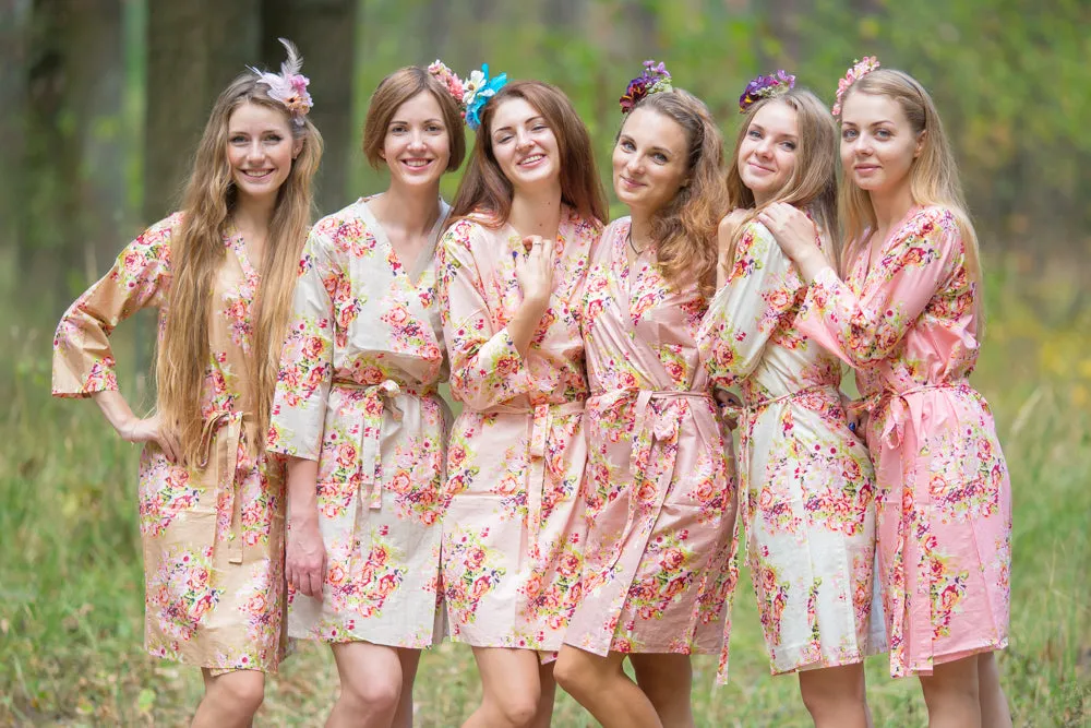 Blush and Nude Wedding Colors Bridesmaids Robes, Kimono Robes