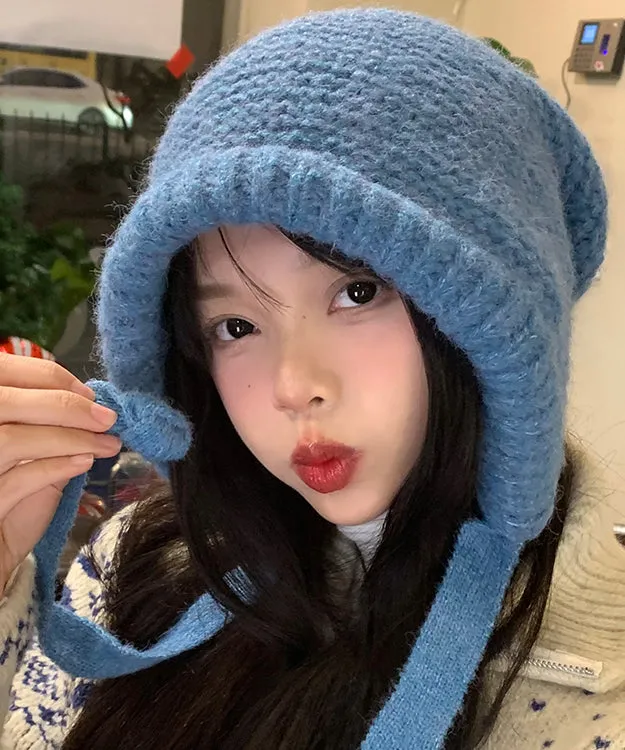 Boutique Blue Thick Warm Knit Bonnie Hat WB021