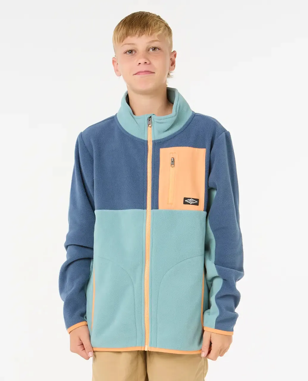 Boys Raw Energy Block Zip Fleece Jacket in Blue Lagoon