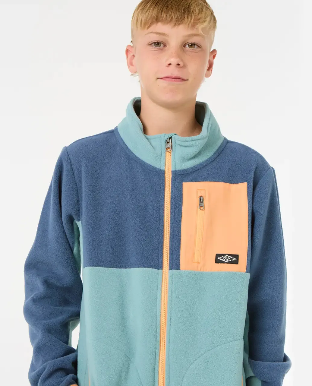 Boys Raw Energy Block Zip Fleece Jacket in Blue Lagoon