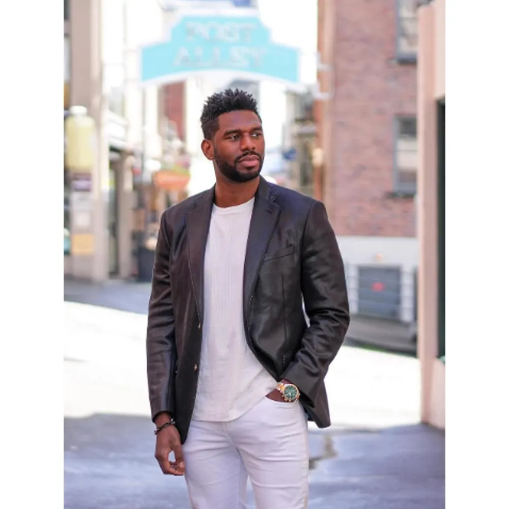 Brett Brown Black Leather Blazer