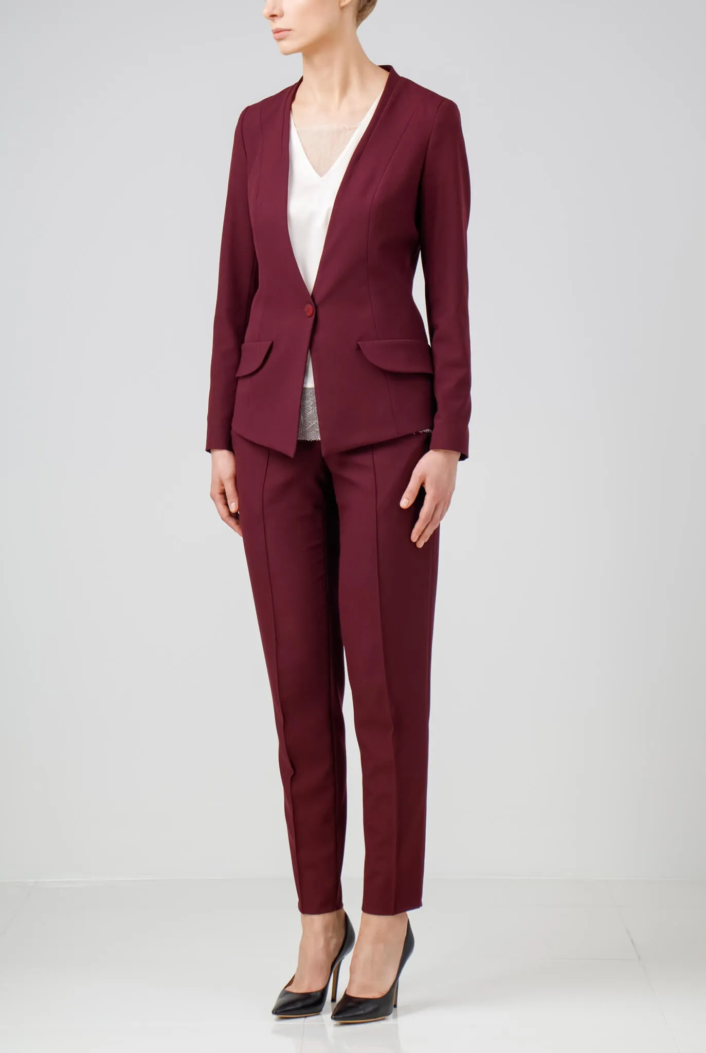 Burgundy Viscose Crepe Jacket