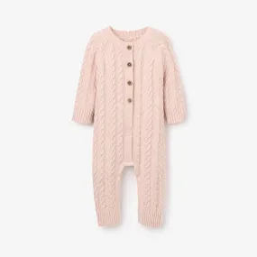 Cable Knit Long Jumpsuit Blush