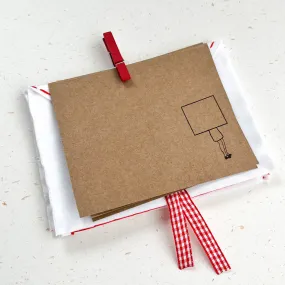 Card and White Fabric Envelope - Set of 3