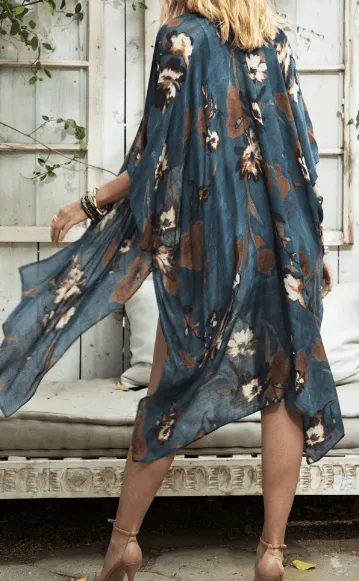 Celeste Blue Floral Kimono