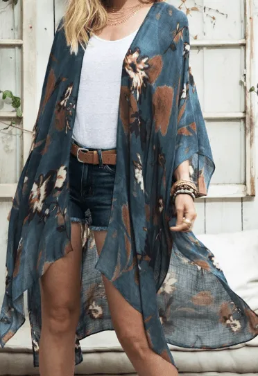 Celeste Blue Floral Kimono