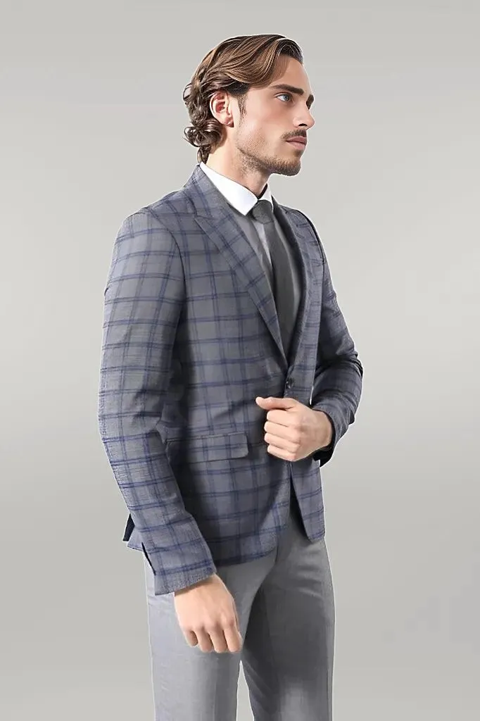 Checked Grey Men's Blazer | Wessi