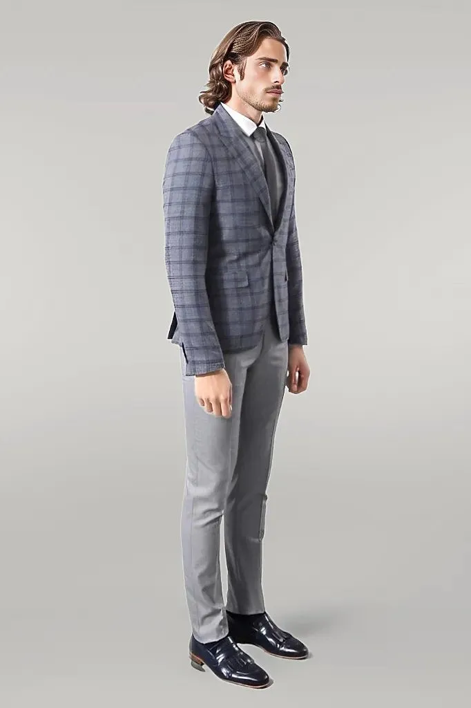 Checked Grey Men's Blazer | Wessi