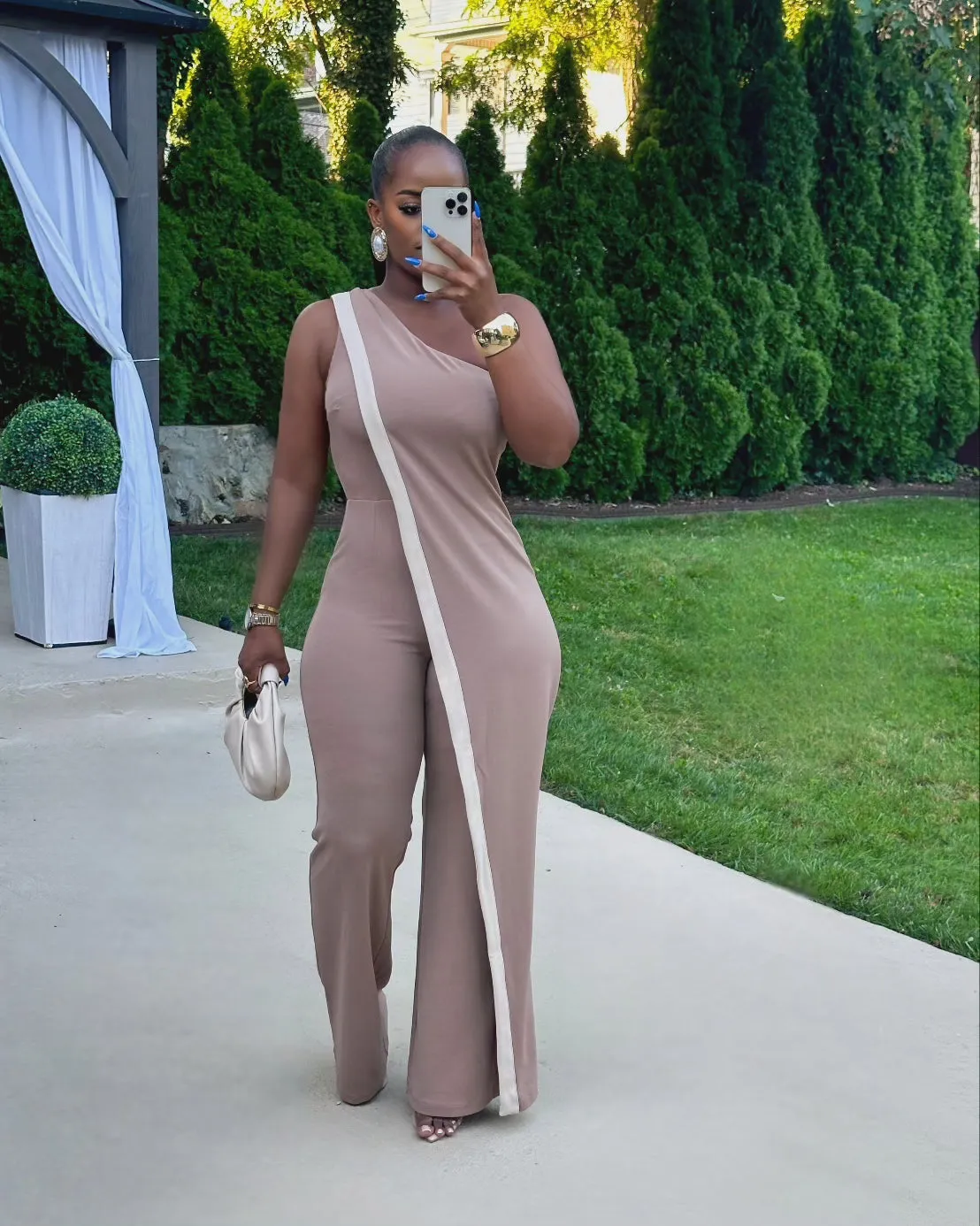 CHIC LAYERED MOCHA JUMPSUIT