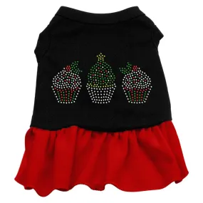 Christmas Cupcakes Rhinestone Dress Black with Red Sm (10)