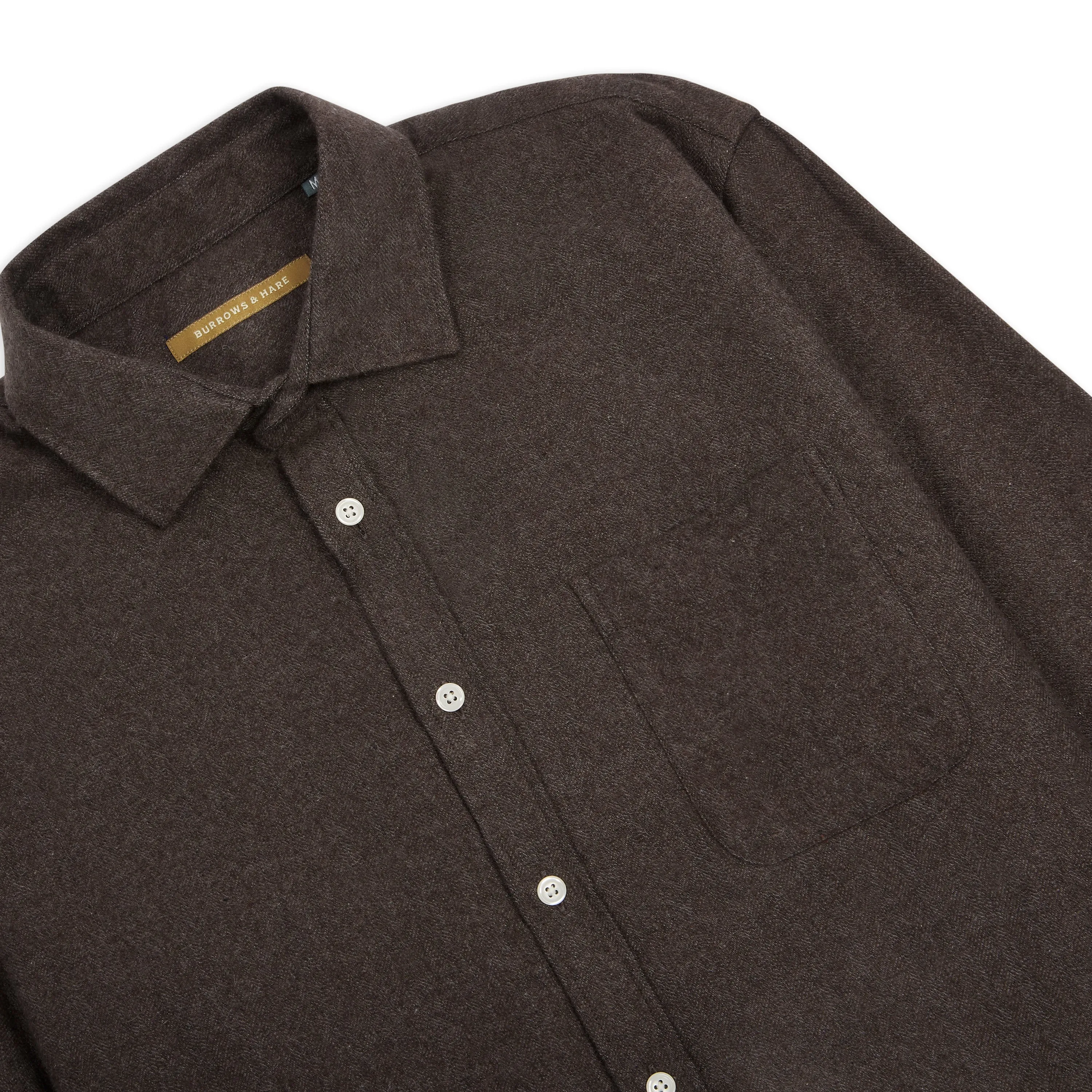 Classic Cotton & Cashmere Shirt - Brown Herringbone